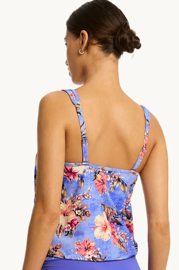 Tankini Tops|Sea Level Blue Hawaii Blouson Tankini Separate Iris