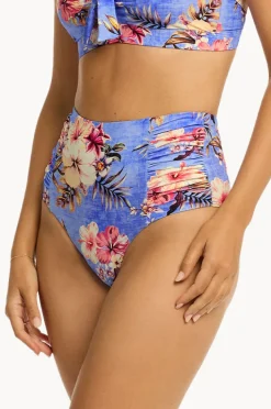 Bottoms|Sea Level Blue Hawaii Gathered High Waist Pant Iris