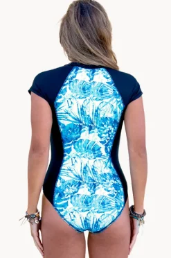 Rashies & Sunsuits|Salty Ink Blue Hawaii Short Sleeve Sunsuit Black/Blue