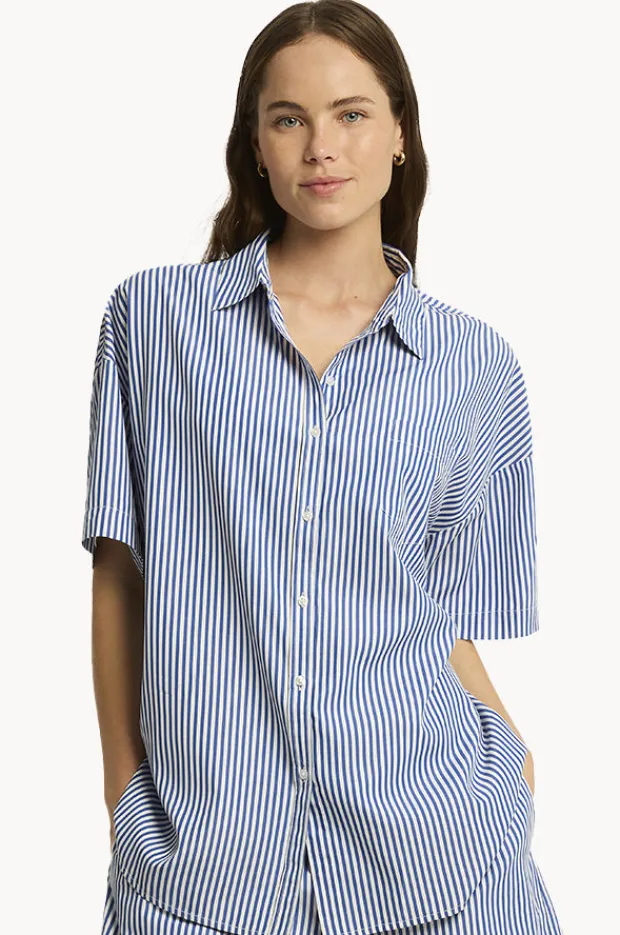 Tops|Sea Level Boathouse Aloha Shirt Blue