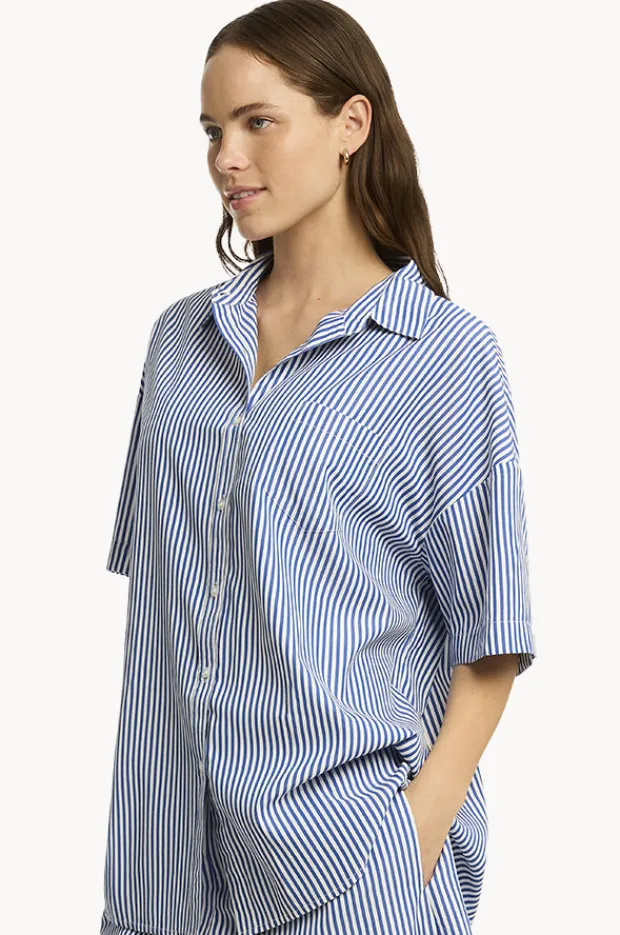 Tops|Sea Level Boathouse Aloha Shirt Blue