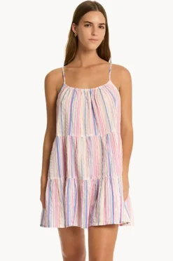 Dresses|Sea Level Boho Stripe Tie Back Short Sundress Blue
