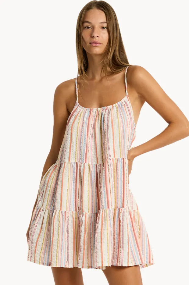 Dresses|Sea Level Boho Stripe Tie Back Short Sundress Pink