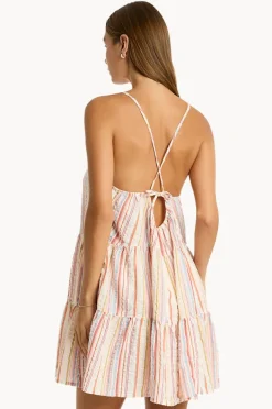 Dresses|Sea Level Boho Stripe Tie Back Short Sundress Pink