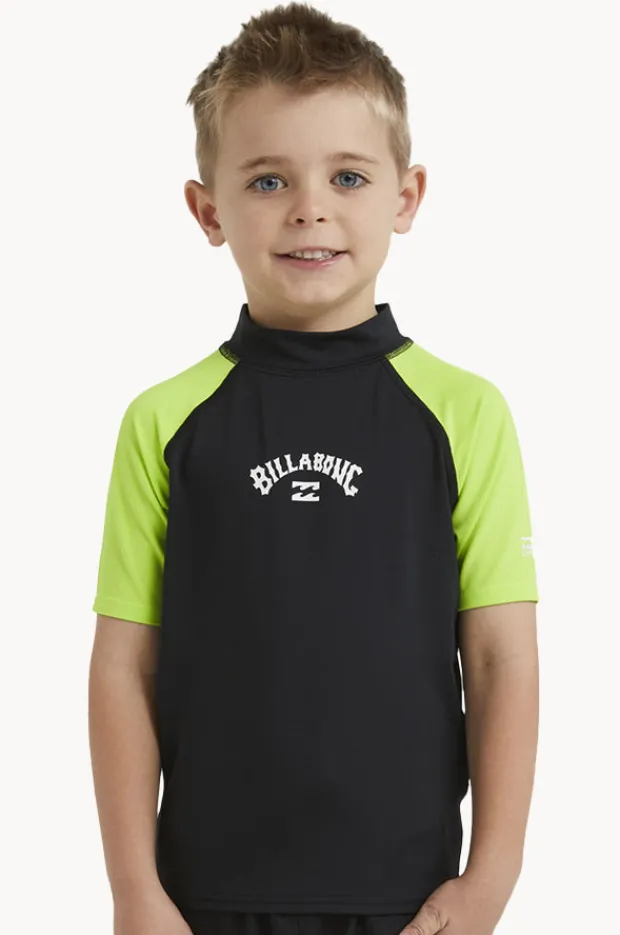 Rashies & Sunsuits|Billabong Boys All Day Arch Short Sleeve Suntop Black/lime