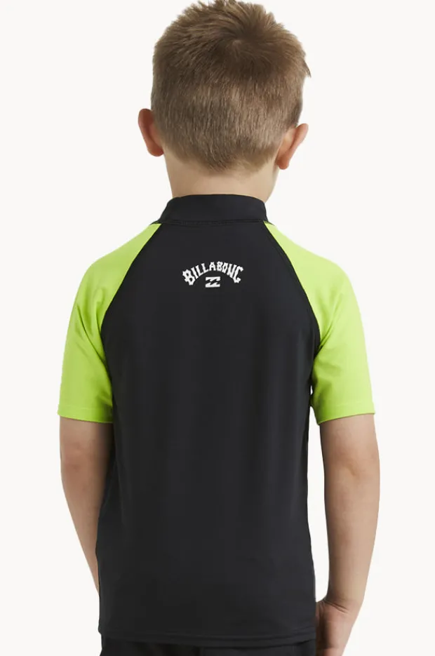 Rashies & Sunsuits|Billabong Boys All Day Arch Short Sleeve Suntop Black/lime