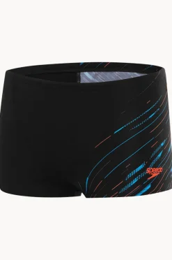 Trunks|Speedo Boys Allover Hyperboom V Cut Aquashort Black/Blue
