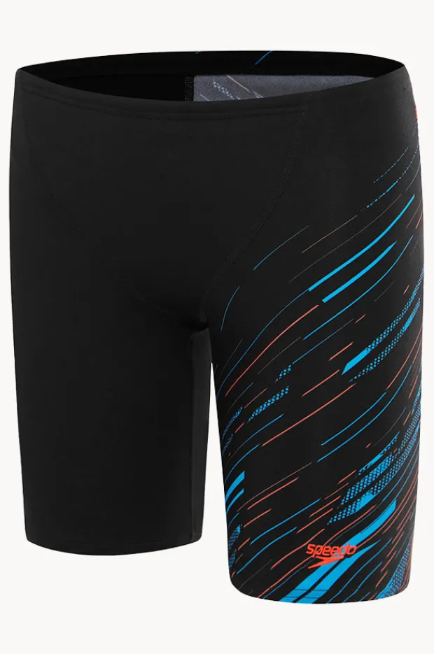 Jammers|Speedo Boys Allover Hyperboom V Cut Jammer Black/Blue