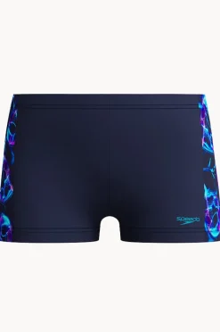 Trunks|Speedo Boys Allover Print Panel Aquashort Peacoat