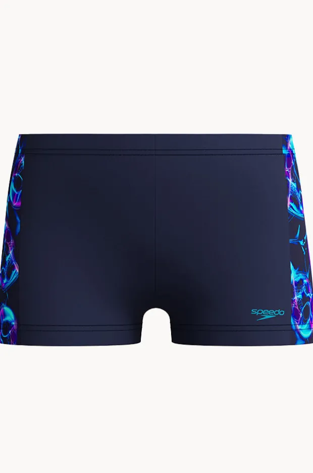 Trunks|Speedo Boys Allover Print Panel Aquashort Peacoat