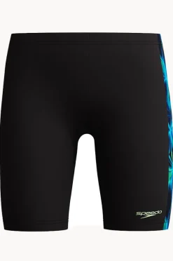 Jammers|Jammers|Speedo Boys Allover Print Panel Jammer Black/green