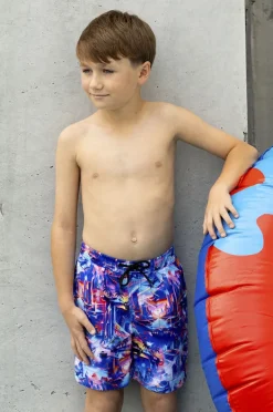 Boardshorts|Salty Ink Boys Arcade Boardshort Blue/orange