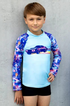 Rashies & Sunsuits|Salty Ink Boys Arcade Long Sleeve Suntop Set Blue/black