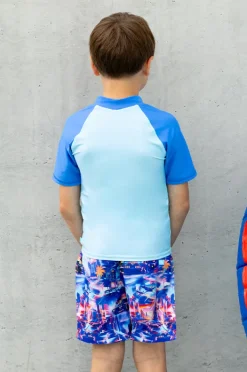 Rashies & Sunsuits|Salty Ink Boys Arcade Short Sleeve Suntop Blue