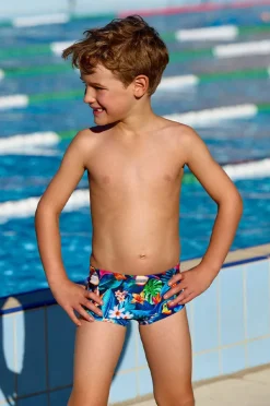 Trunks|Swimwear|Funky Trunks Boys Birdie Wordie Trunk Navy/multi