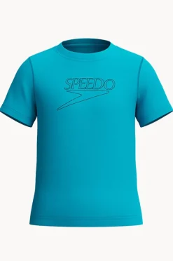 Rashies|Speedo Boys Classic Logo Short Sleeve Suntop Blue