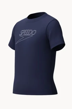 Rashies|Speedo Boys Classic Logo Short Sleeve Suntop Peacoat