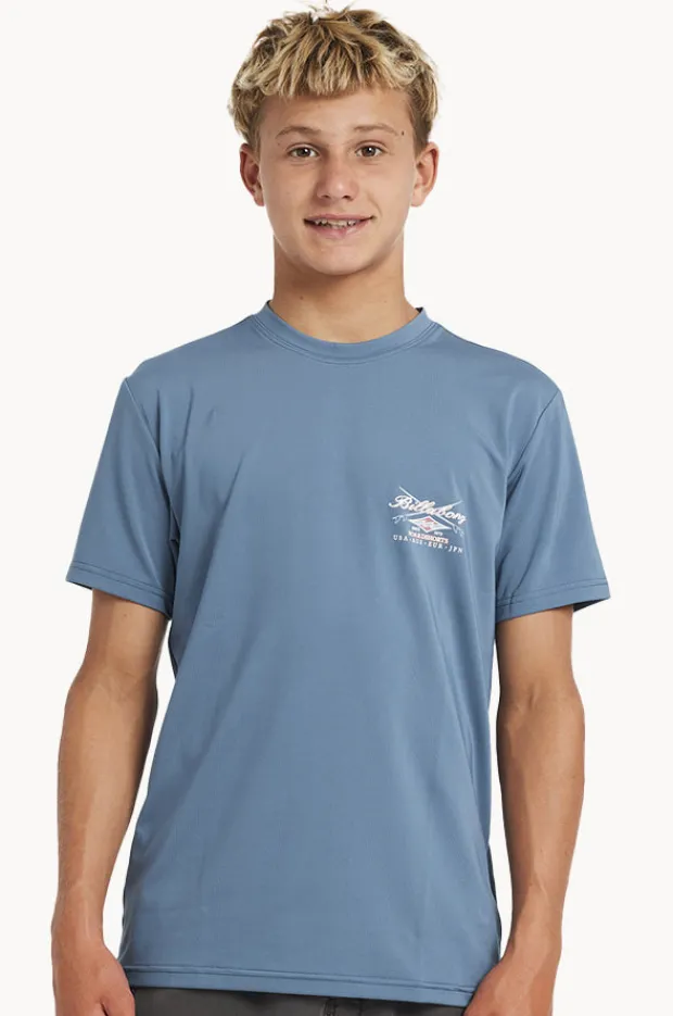 Rashies|Billabong Boys Crossboards Short Sleeve Suntop Teal