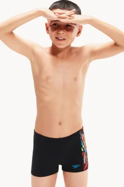 Trunks|Speedo Boys Digital Panel Aquashort Black/multi