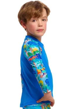 Rashies & Sunsuits|Funky Trunks Boys Duuude Zippy Suntop Blue/multi