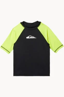 Rashies & Sunsuits|Quiksilver Boys Everyday Short Sleeve Suntop Black/yellow