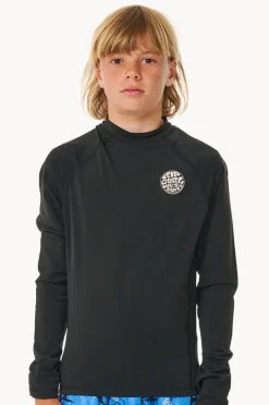 Rashies|Rip Curl Boys Icons Brushed Long Sleeve Suntop Black