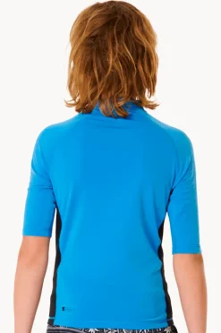 Rashies|Rip Curl Boys Icons Brushed Short Sleeve Suntop Blue