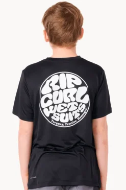 Rashies|Rip Curl Boys Icons Surflite Short Sleeve Suntop Black/White