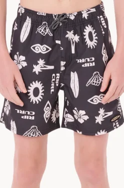 Boardshorts|Rip Curl Boys Island Paradiso Volley Boardshort Washed Black