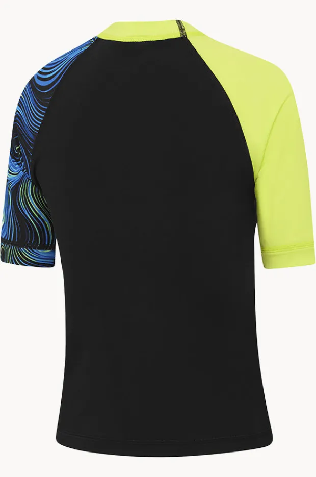 Rashies|Speedo Boys Logo Short Sleeve Suntop Black/green