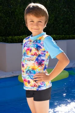 Rashies & Sunsuits|Rashies & Sunsuits|Salty Ink Boys Miami Beach Suntop Set Black/multi