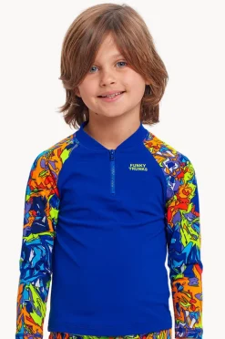Rashies & Sunsuits|Funky Trunks Boys Mixed Mess Suntop Mixed mess blue