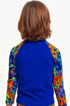 Rashies & Sunsuits|Funky Trunks Boys Mixed Mess Suntop Mixed mess blue