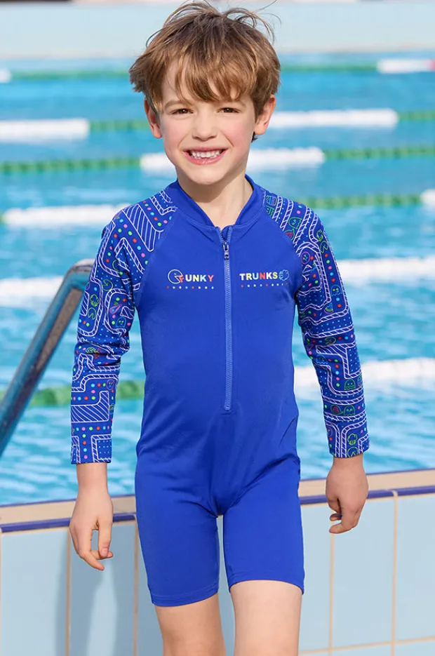 Rashies & Sunsuits|Rashies & Sunsuits|Funky Trunks Boys Much Munchies Sunsuit Blue/multi