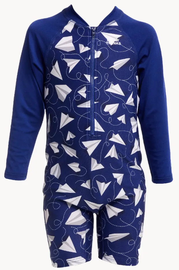 Rashies & Sunsuits|Funky Trunks Boys Paper Plain Sunsuit Navy