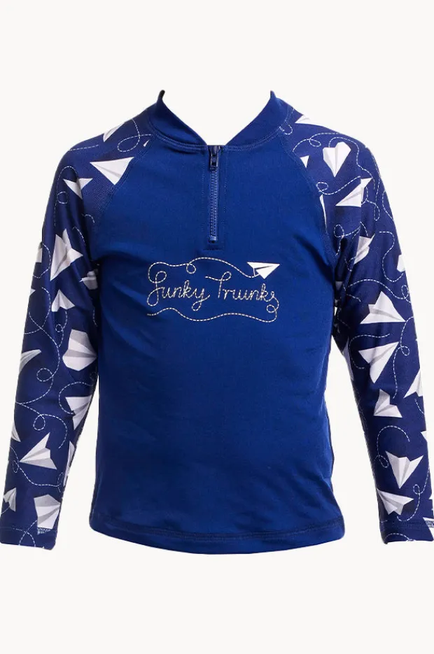 Rashies & Sunsuits|Funky Trunks Boys Paper Plain Suntop Navy