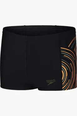 Trunks|Speedo Boys Plastisol Placement Aquashort Black/orange
