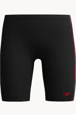 Jammers|Jammers|Speedo Boys Plastisol Placement Jammer Black/red