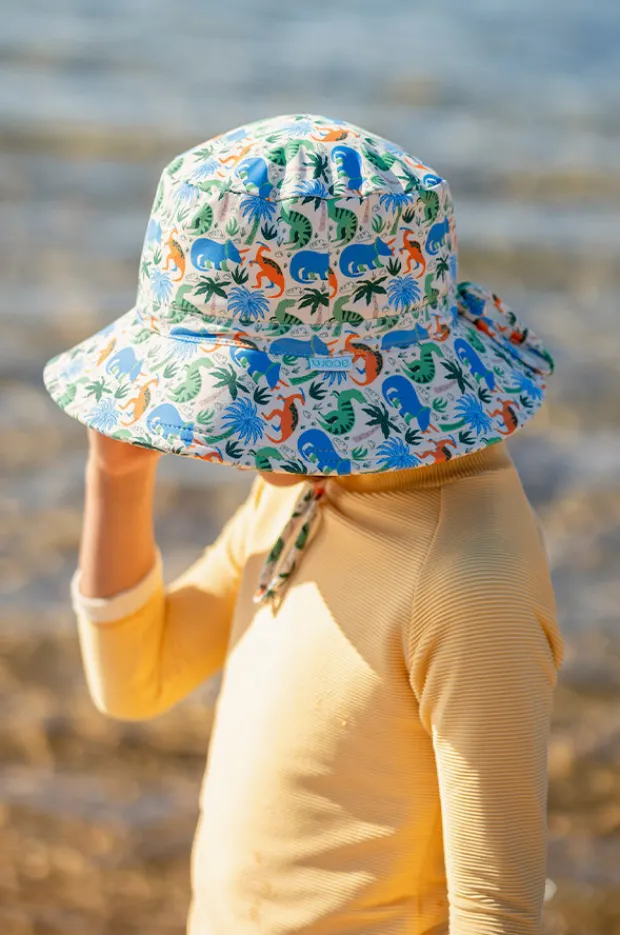 Hats|Acorn Boys Prehistoric Swim Bucket Hat Cream