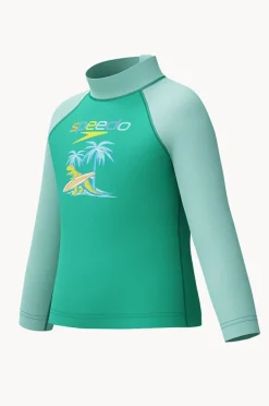Rashies & Sunsuits|Rashies & Sunsuits|Speedo Boys Print Long Sleeve Suntop Teal