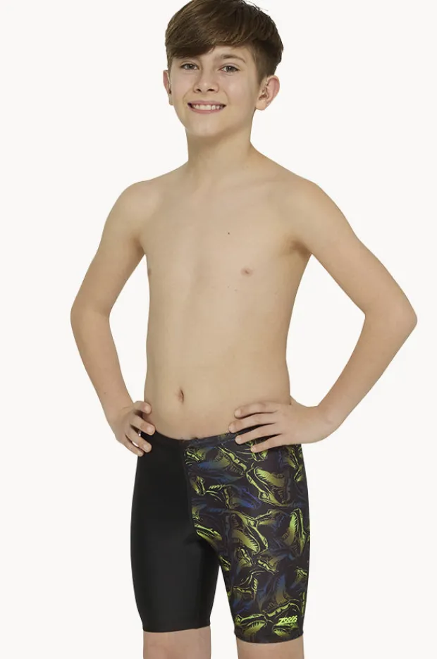 Jammers|Zoggs Boys Rex Mid Jammer Black/Yellow