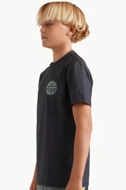 Rashies|Billabong Boys Rotor Shoreline Short Sleeve Suntop BLACK