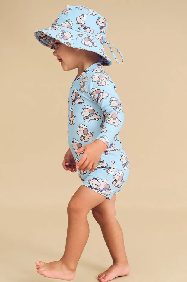 Rashies & Sunsuits|Rashies & Sunsuits|Huxbaby Boys Sailor Pup Sunsuit Marine