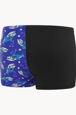 Trunks|Speedo Boys Shark Digital Printed Aquashort Black/blue