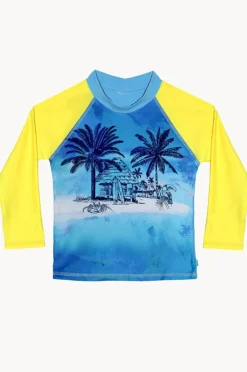 Rashies & Sunsuits|Salty Ink Boys Shipwrecked Long Sleeve Suntop Blue/yellow