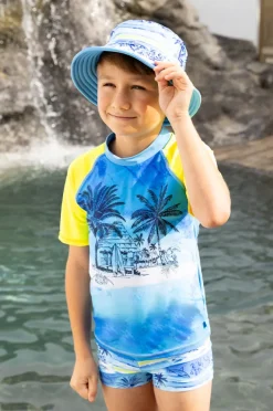 Hats|Salty Ink Boys Shipwrecked Reversible Sunhat Ocean