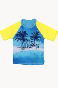 Rashies & Sunsuits|Salty Ink Boys Shipwrecked Short Sleeve Suntop Blue/yellow