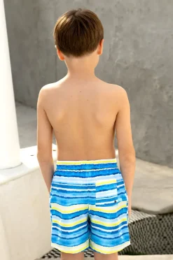 Boardshorts|Salty Ink Boys Shipwrecked Stripe Boardshort Blue/yellow