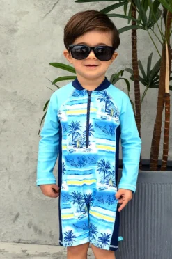 Rashies & Sunsuits|Rashies & Sunsuits|Salty Ink Boys Shipwrecked Sunsuit Ocean