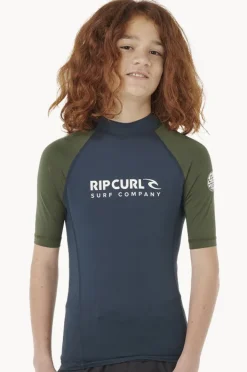 Rashies|Rip Curl Boys Shock Short Sleeve Suntop Dark olive